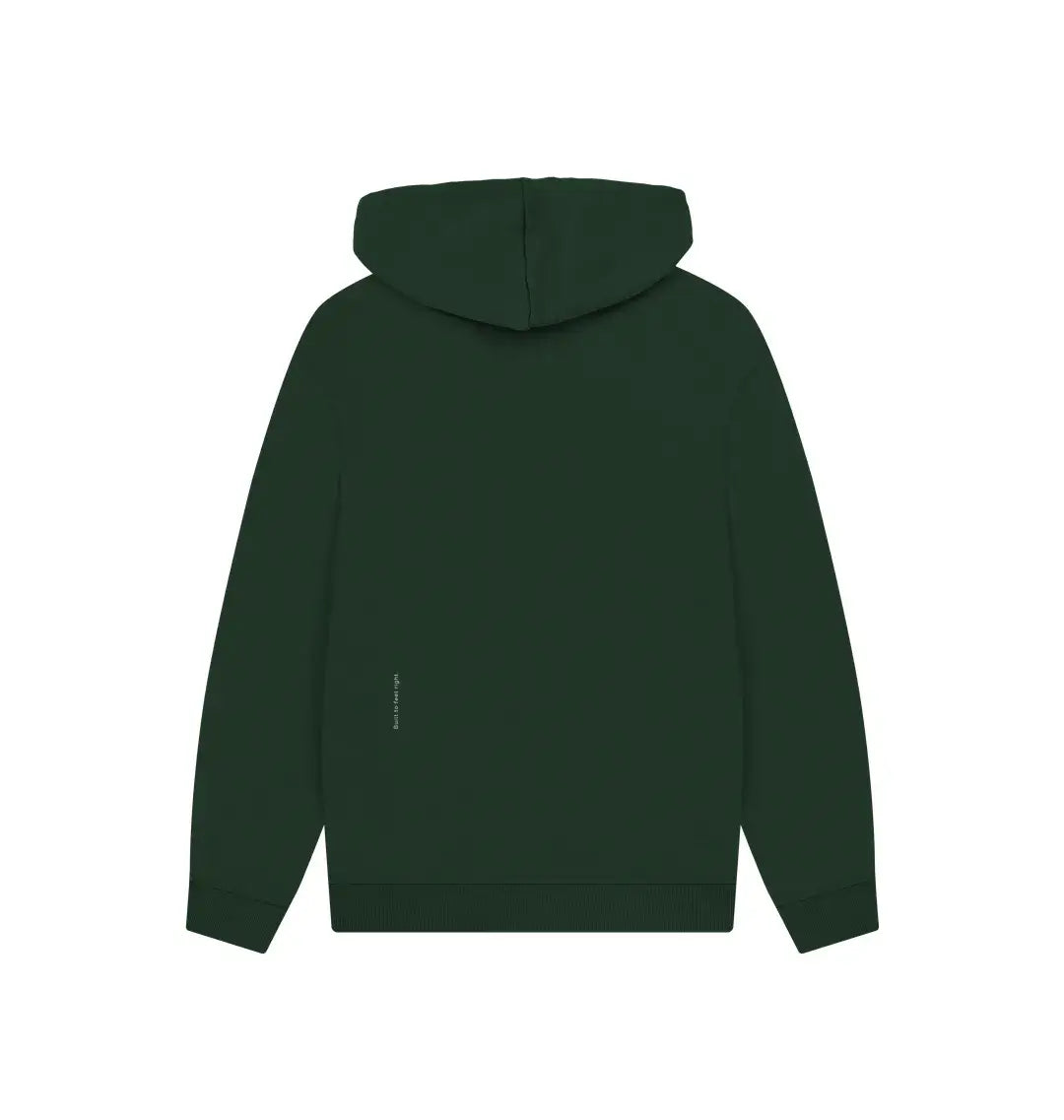 sweat à capuche homme built to fell right vu à plat de face sur fond noir
