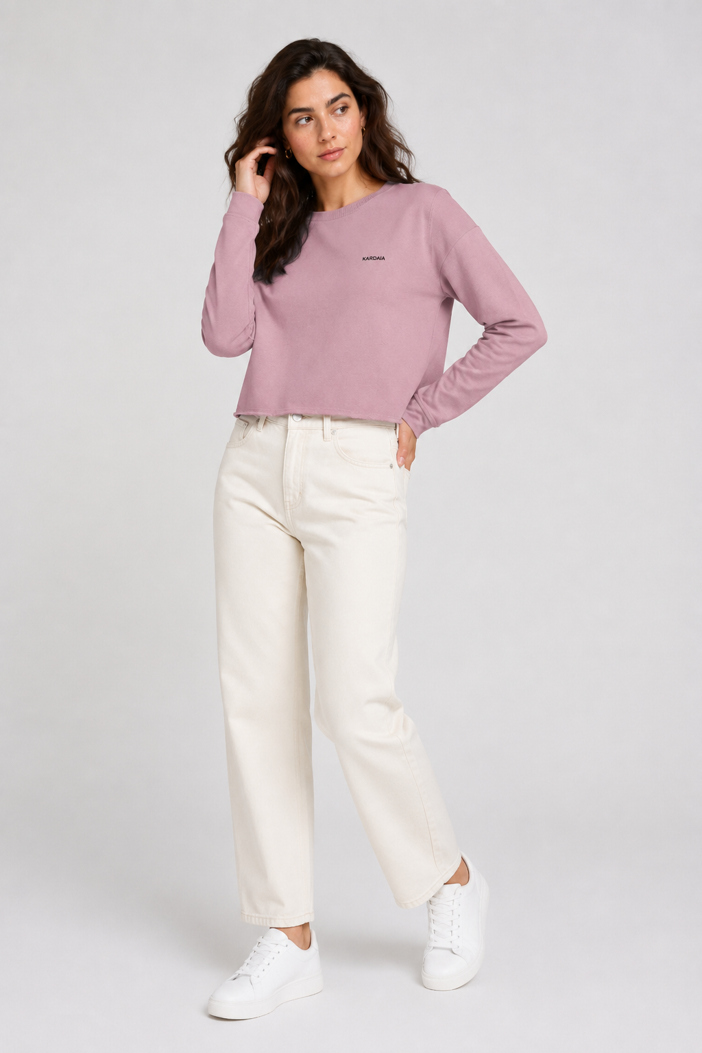Pull Boxy Court Femme en Coton Bio – Teinte Minérale