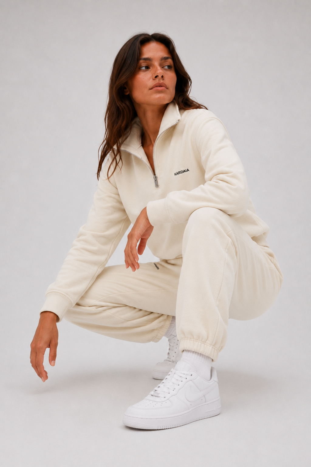 Sweat Col Zippé Femme en Coton Bio – Tons Minéraux