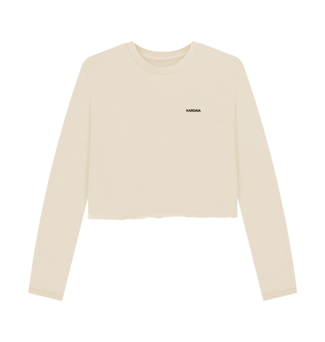 mockup à plat d'un pull boxy femme-coton bio sable kardaia