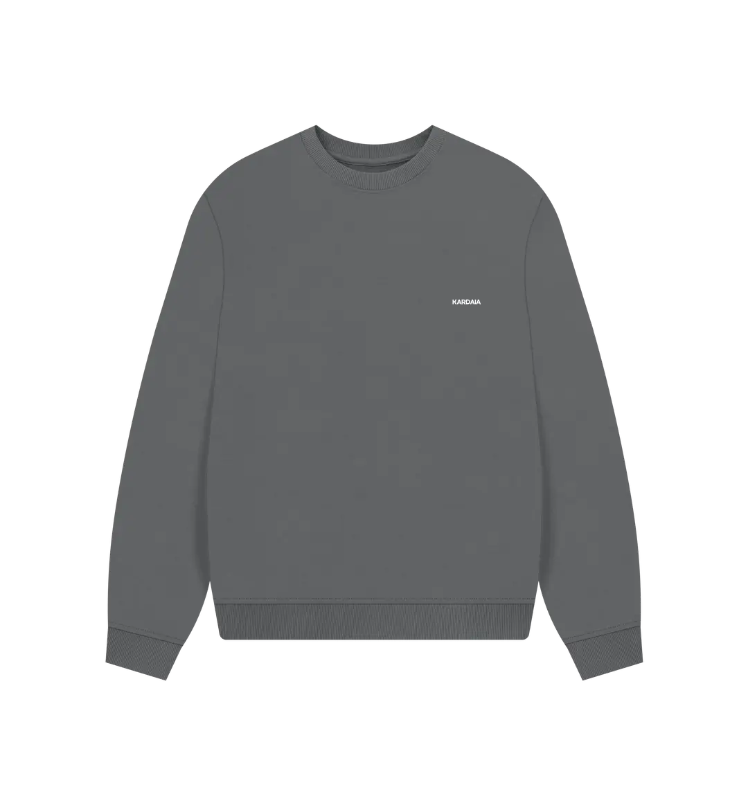 pull oversize gris basalte KARDAIA en coton bio présenté à plat