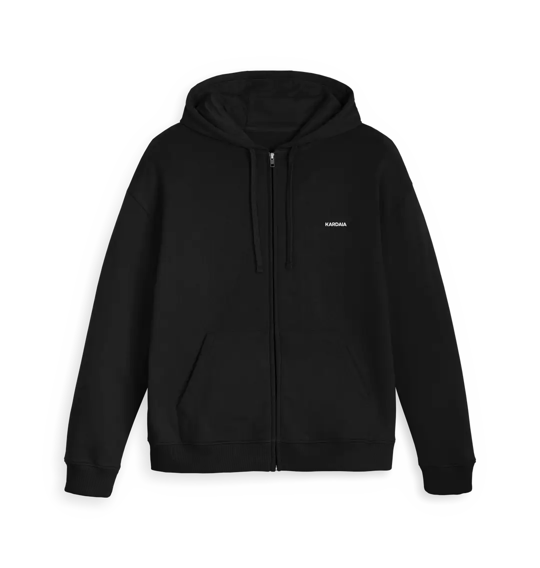 sweat à capuche femme noir présenté à plat