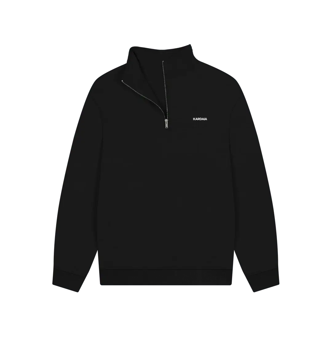 sweat-shirt à quart de zip femme couleur noire présenté à plat