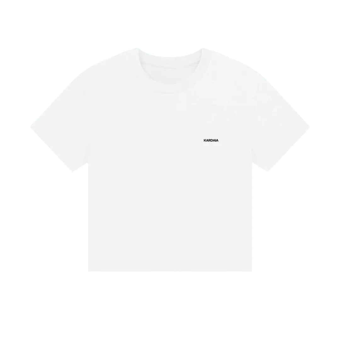 t-shirt femme coupe boxy en coton bio couleur blanc pur vu de face à plat