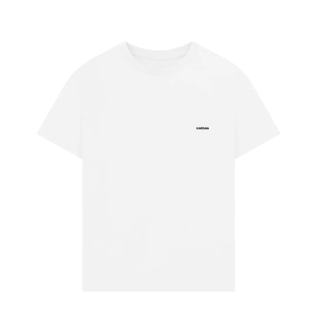 t-shirt oversize blanc KARDAIA vu à plat de face sur fond bleu