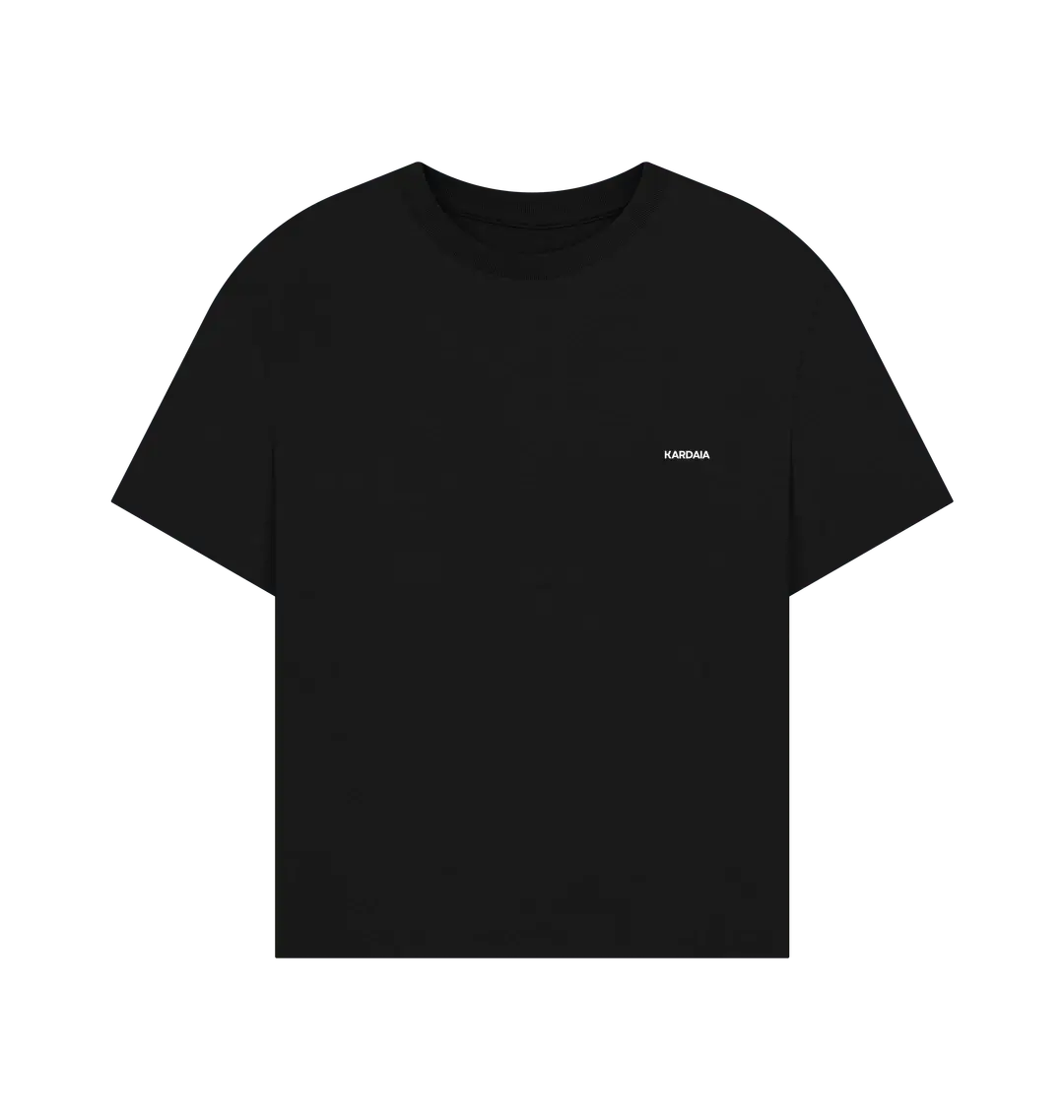 t-shirt oversize noir KARDAIA vu à plat de face sur fond bleu