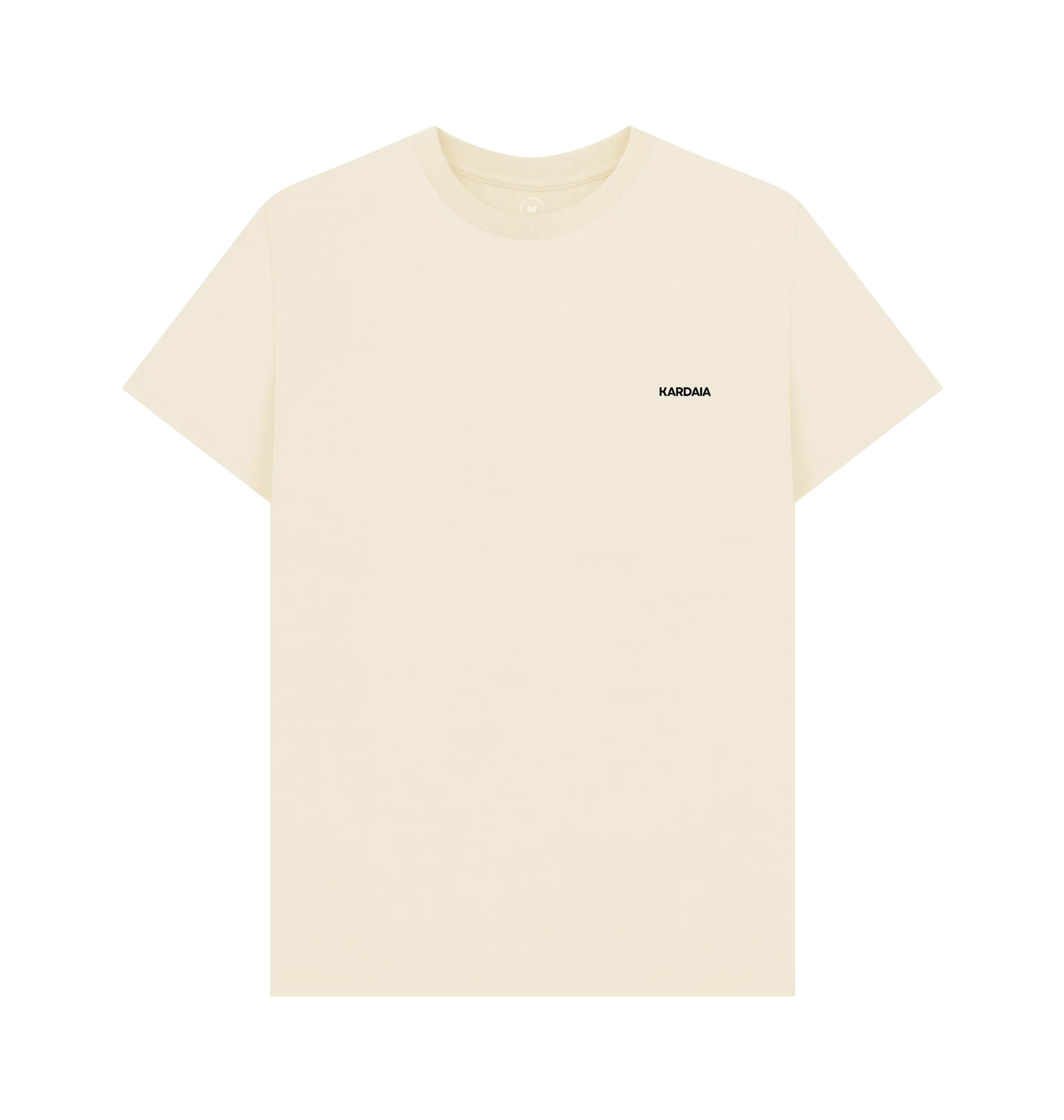 T-shirt argile claire en coton recyclé Regen™ présenté à plat en studio, design minimaliste