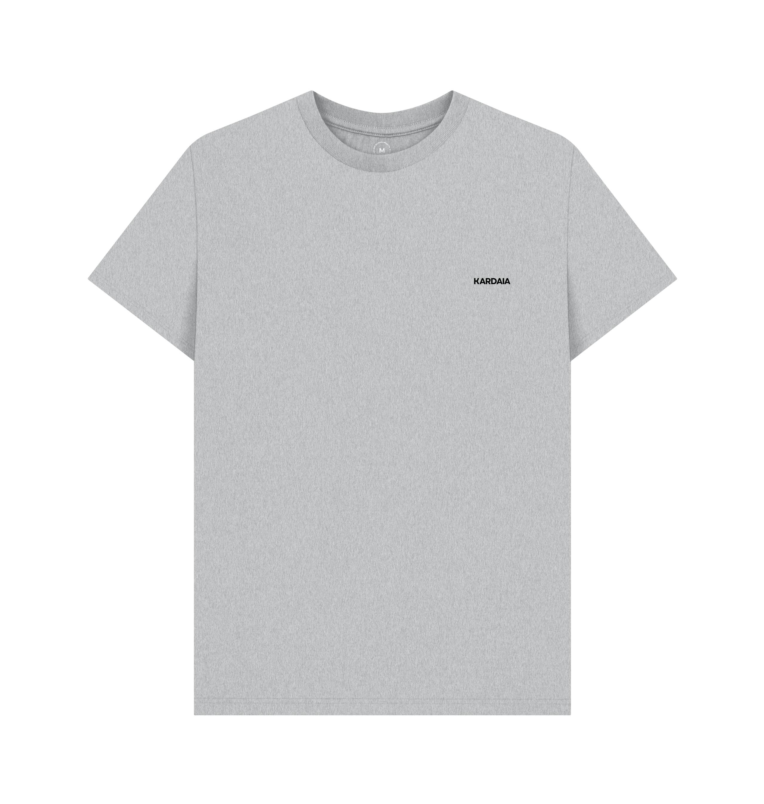 T-shirt gris marbre en coton recyclé Regen™ présenté à plat en studio, design minimaliste