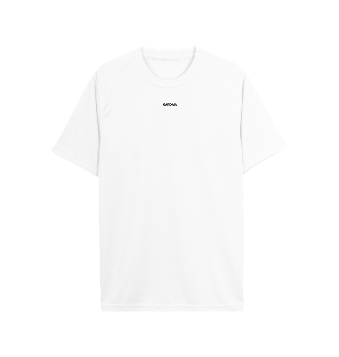 t-shirt technique blanc homme en maille respirante avec logo KARDAIA