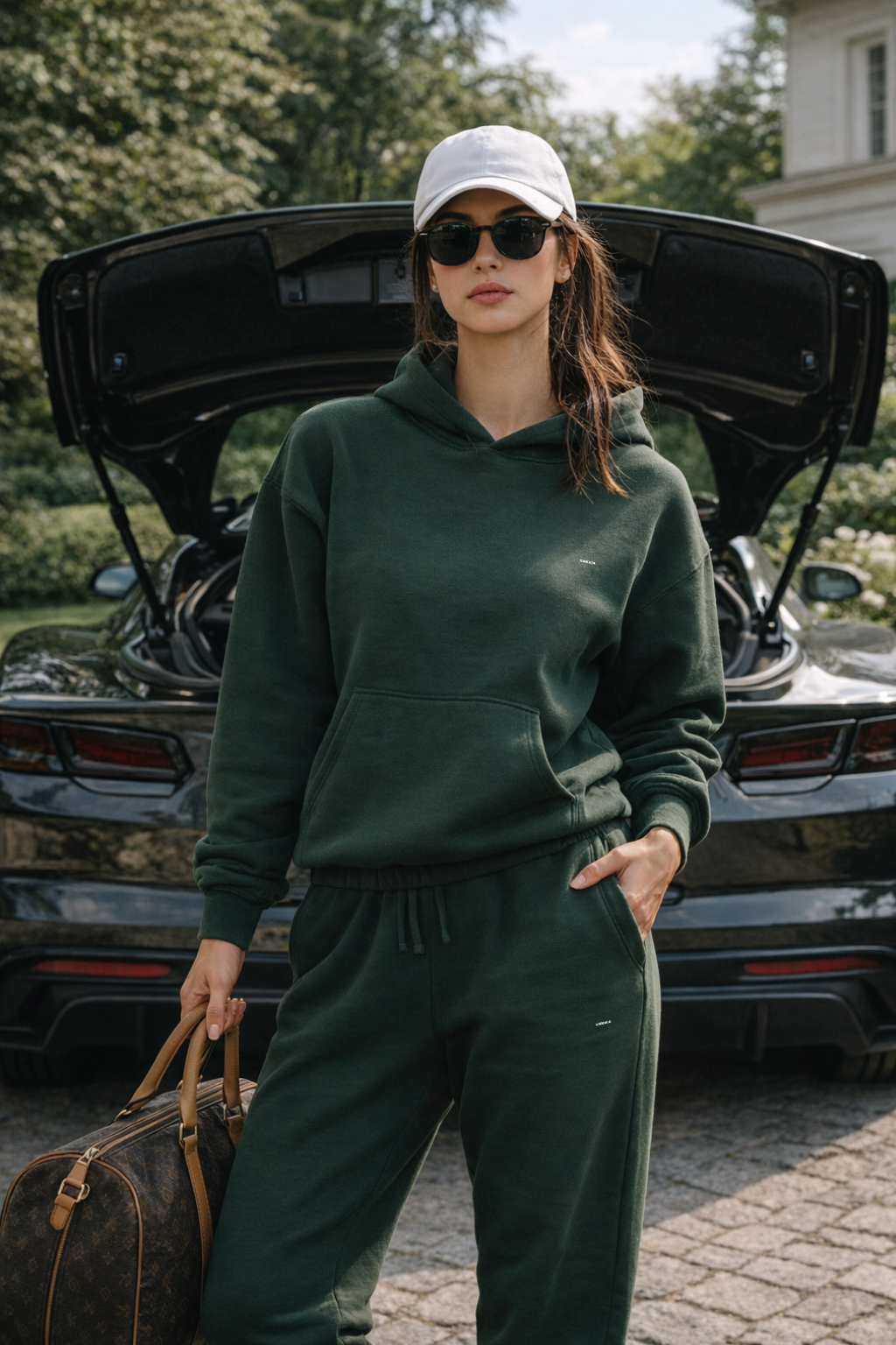 Sweat à Capuche Femme Poche Kangourou Coton Bio – Kaki Naturel