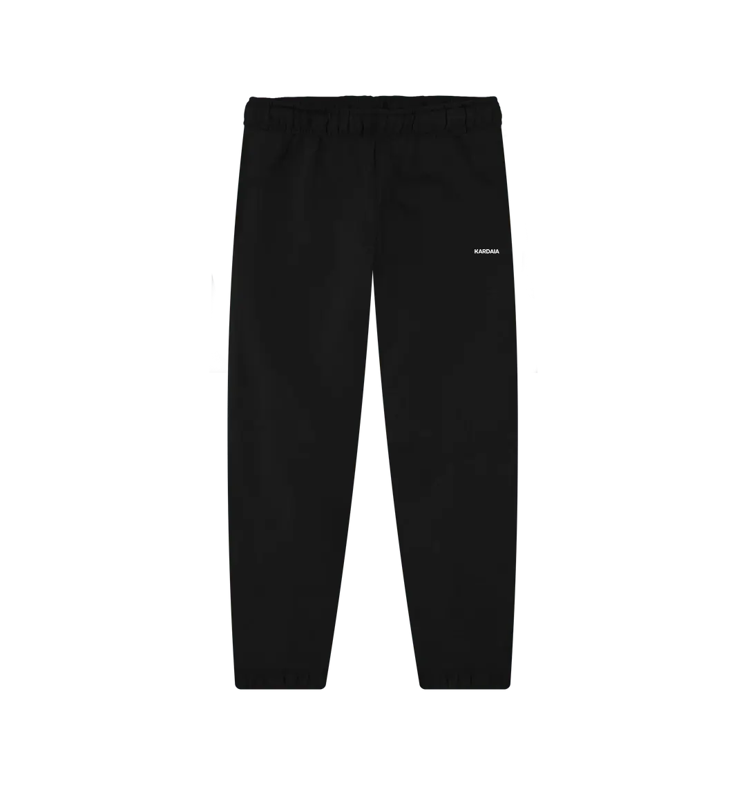 vue à plat du jogging unisexe noir en coton biologique KARDAIA