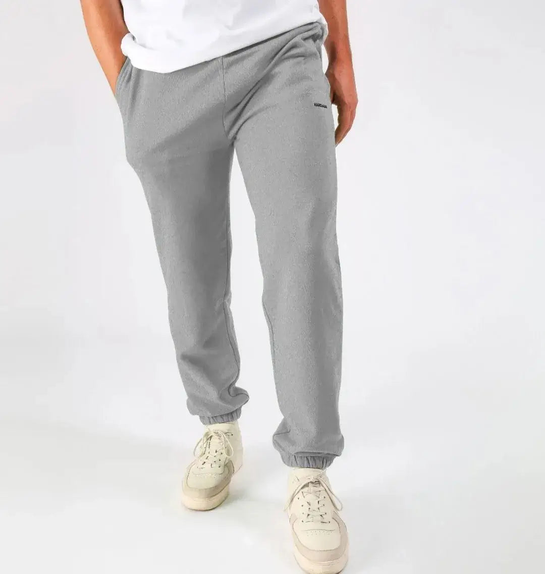 Jogging gris pour homme en coton bio vu de face