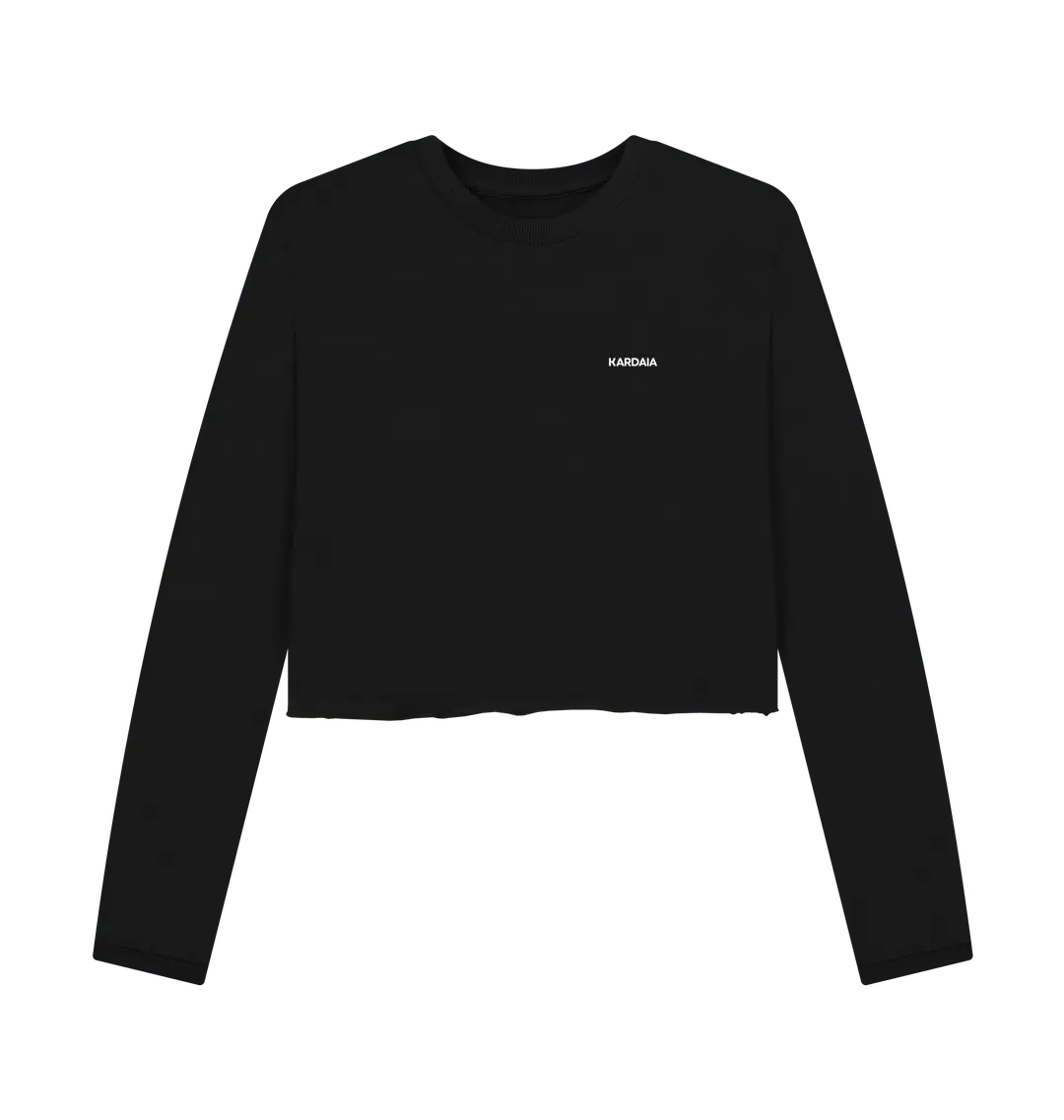 pull boxy noir KARDAIA en coton bio présenté à plat