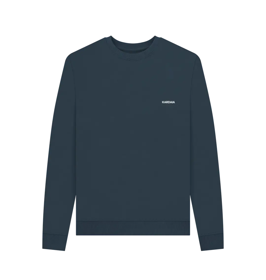 pull ras cou navy KARDAIA en coton bio présenté à plat