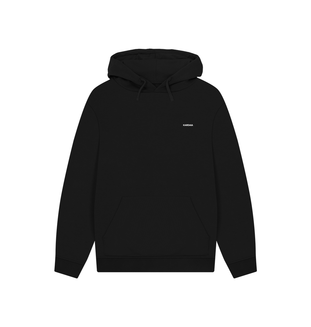 sweat à capuche noir KARDAIA vu à plat de face sur fond noir