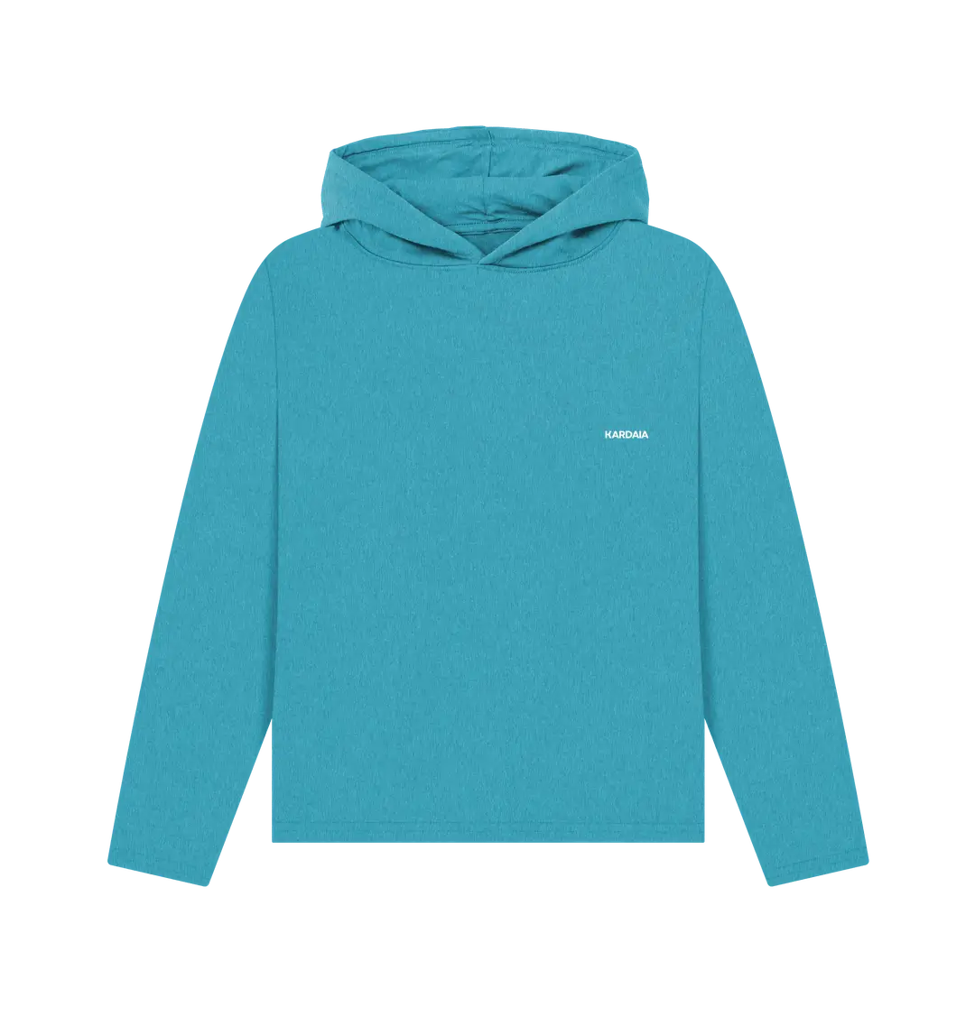 sweat à capuche femme couleur bleu océan KARDAIA, coton recyclé, coupe décontractée