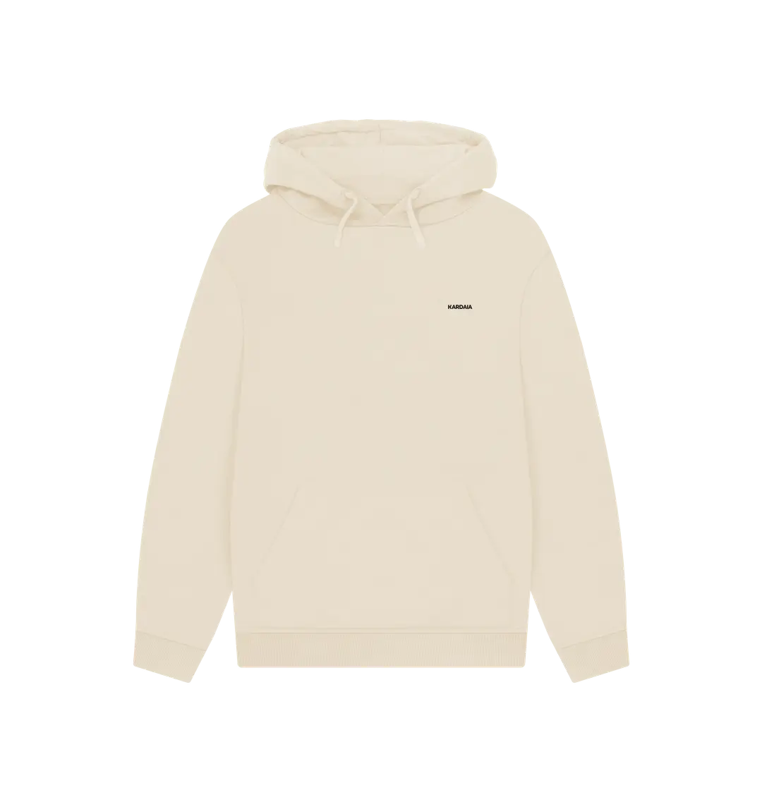 Sweat à capuche KARDAIA couleur avoine vu de face avec logo poitrine