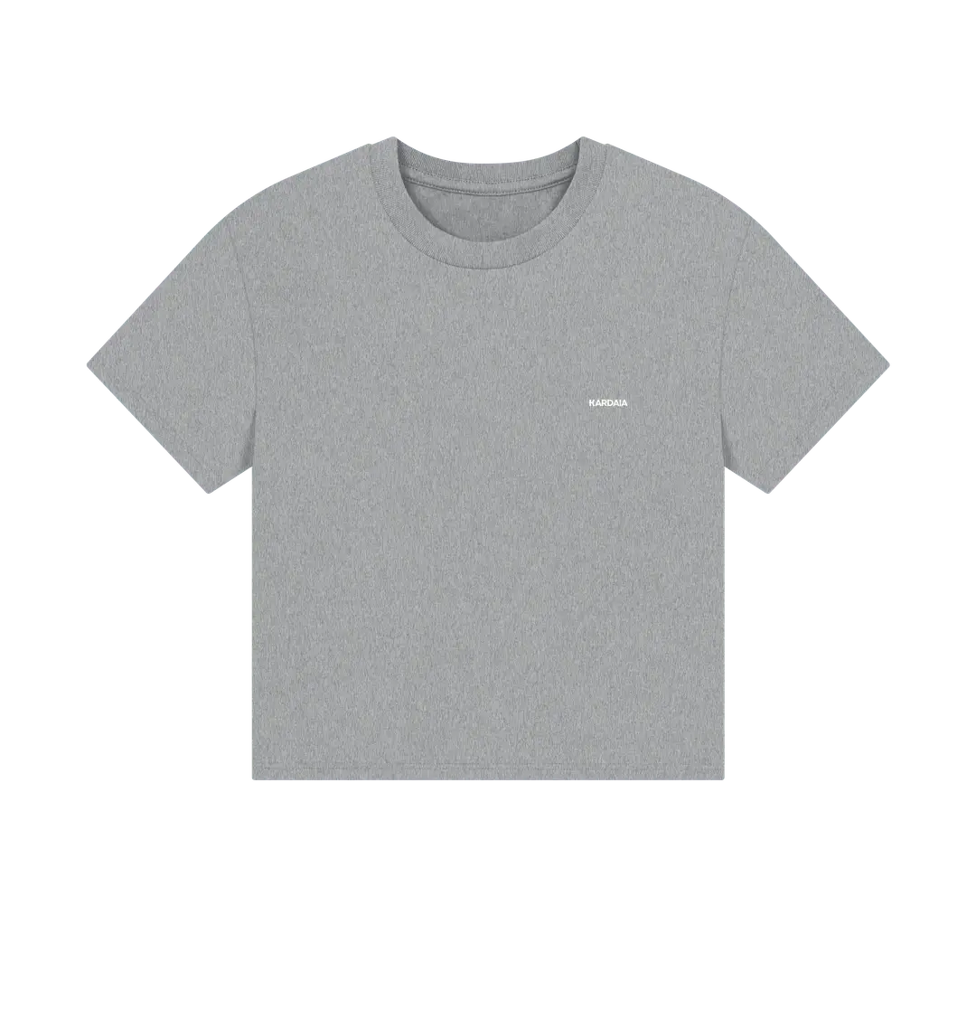 t-shirt femme boxy coton bio couleur gris pierre présenté à plat