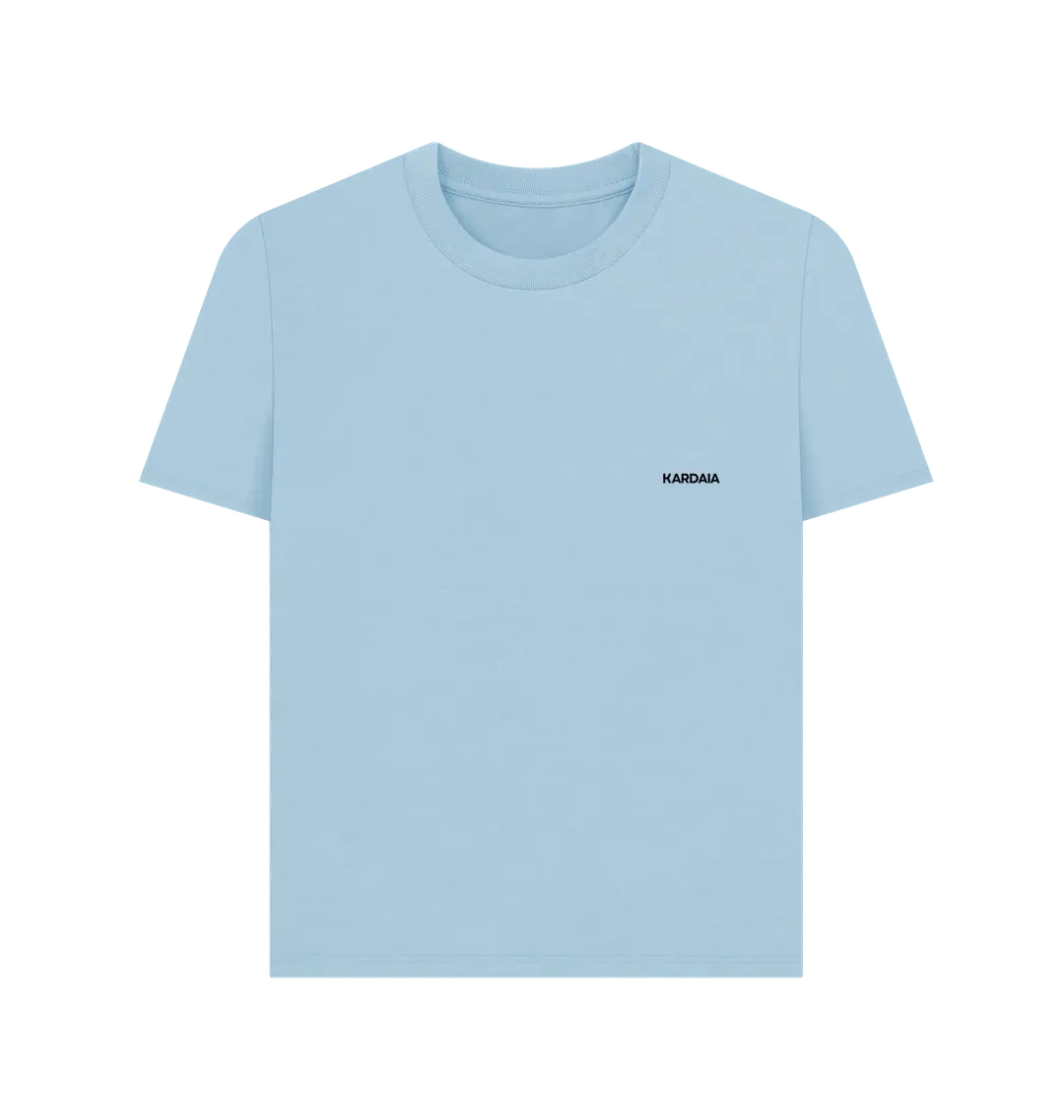 t-shirt femme col rond coupe droite en coton bio couleur bleu ciel