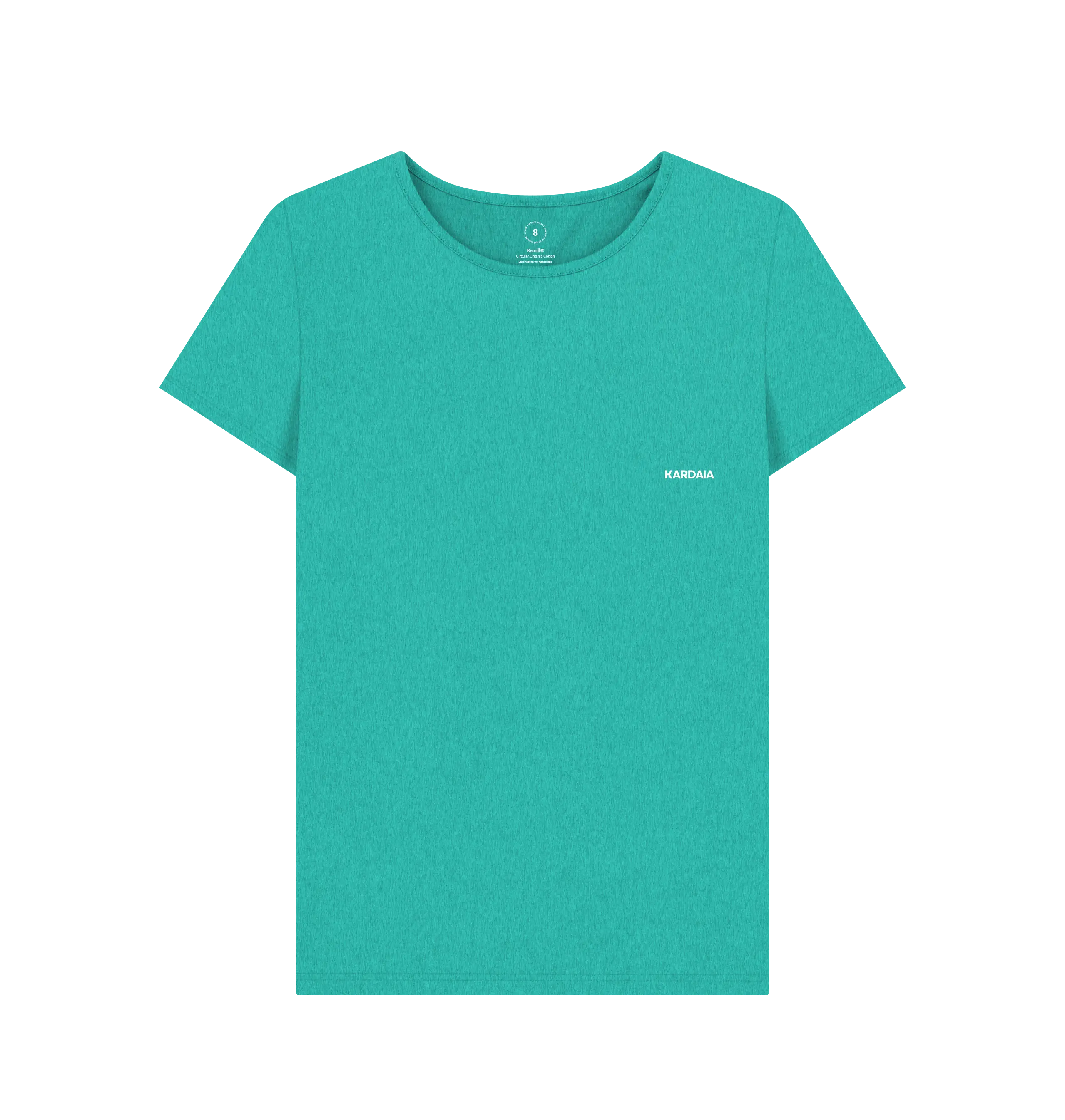 t-shirt femme vert océan KARDAIA en coton recyclé, coupe droite et minimaliste