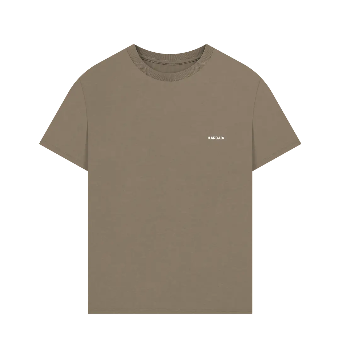 t-shirt oversize kaki terre KARDAIA vu à plat de face sur fond bleu